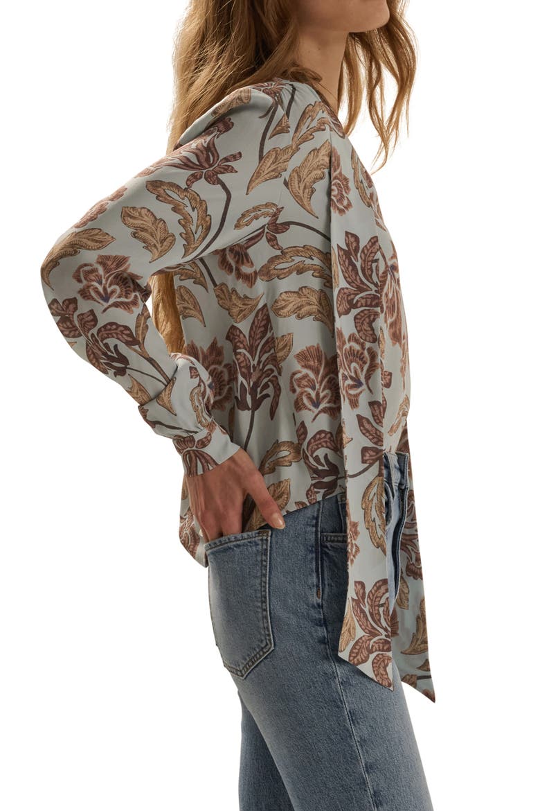The Simone Tie Neck Top, Alternate, color, SKY PAISLEY FLORAL