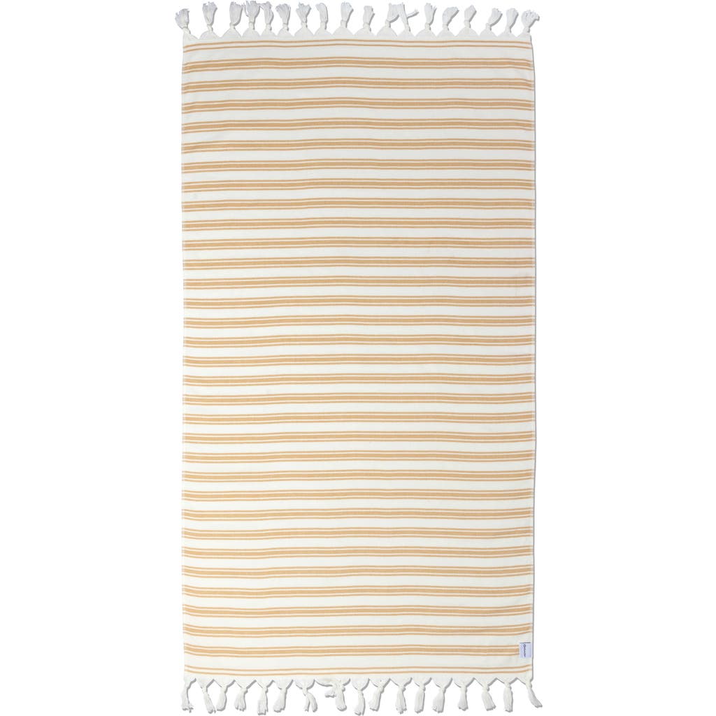 InfuseZen Bask Striped Organic Turkish Towel with Soft Terry Cloth Back in Golden Yellow  product