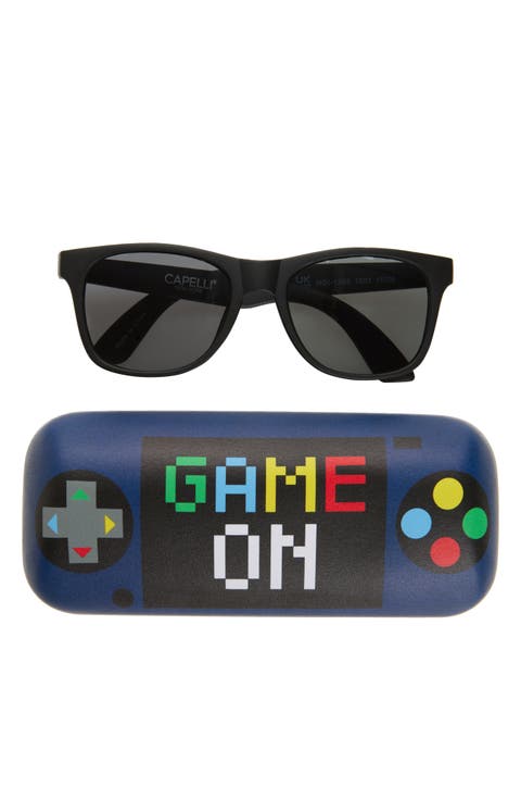 Kids' Square Sunglasses & Game On Case Set