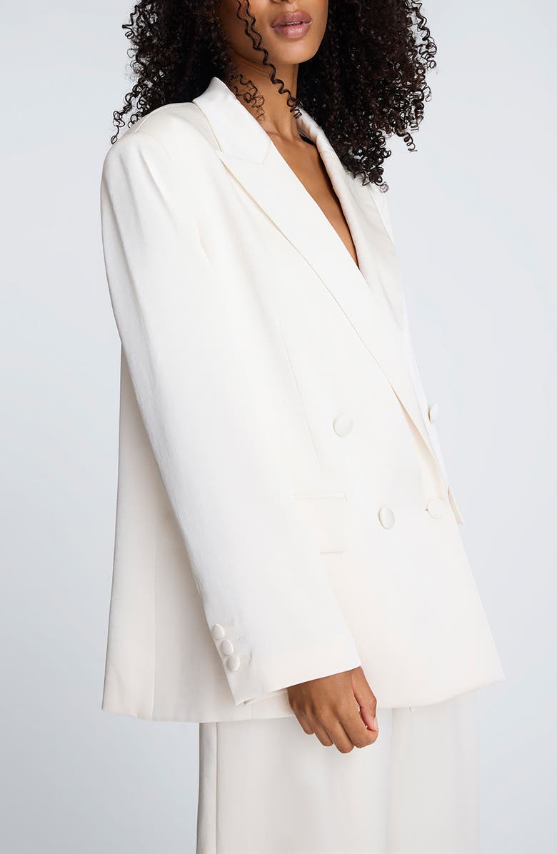 Kenneth Cole Double Breasted Boyfriend Blazer, Alternate, color, Oyster