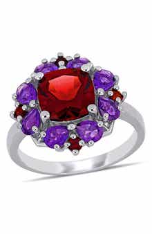 DELMAR Sterling Silver Garnet & Amethyst Statement Ring