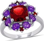 DELMAR Sterling Silver Garnet & Amethyst Statement Ring