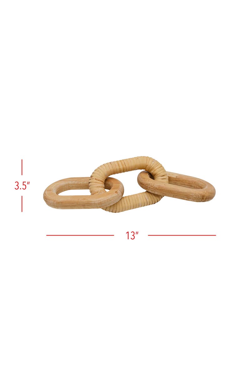 Adele Rattan Wrapped Decorative Chain Natural Wood Tabletop Accent Piece, Alternate, color, Brown