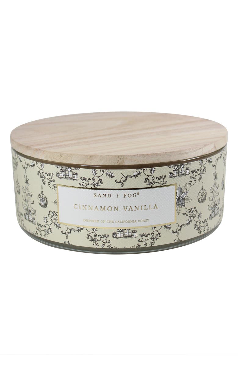 SAND AND FOG Cinnamon Vanilla Seven-Wick Candle, Main, color, Cream