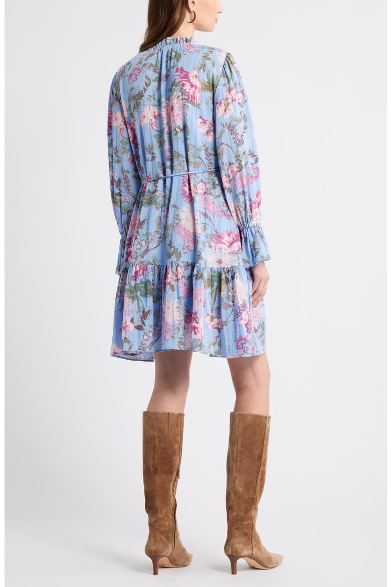 Floral Long Sleeve Drop Waist Dress, Alternate, color, BLUE GARDEN FLORAL