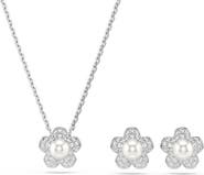 Swarovski Crystal Faux Pearl Necklace & Earrings Set