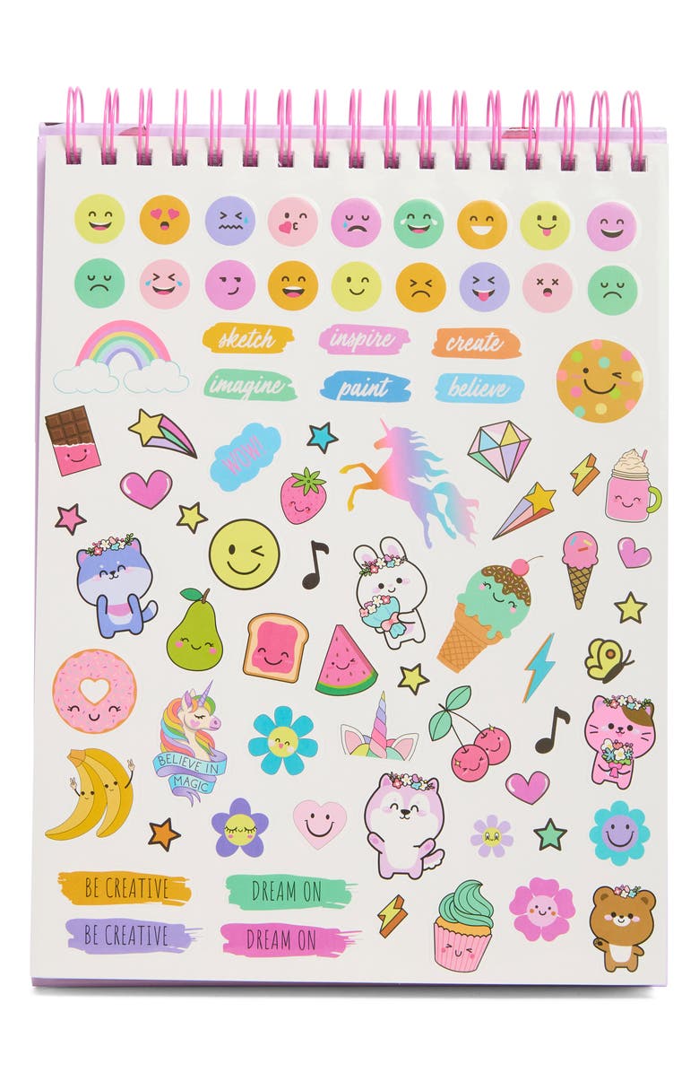 SIMPLE PLEASURES Kids' Tween Sketchbook, Sticker & Gel Pens Set, Alternate, color, Cuties