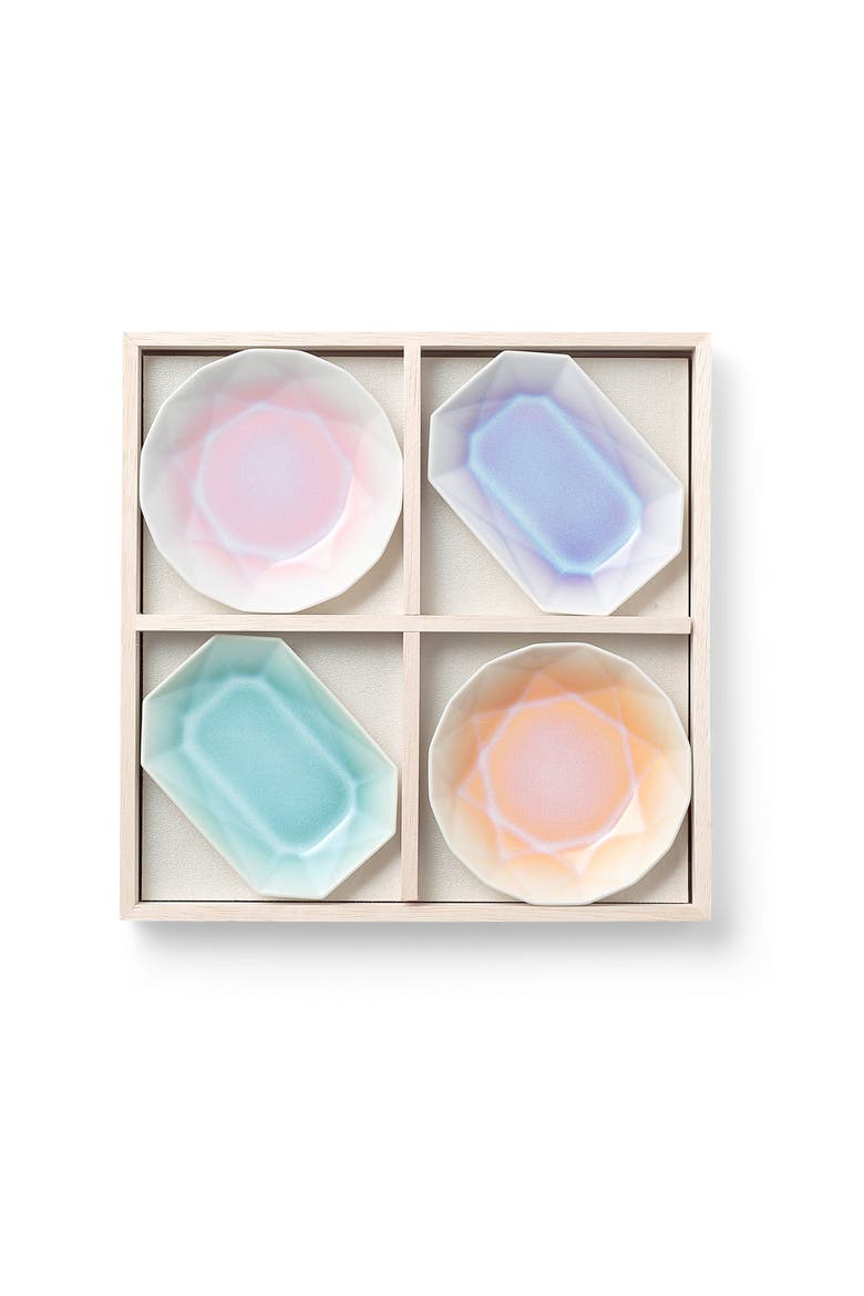 Design Store Set of 4 Pastel Origami Dishes, Alternate, color, MULTI