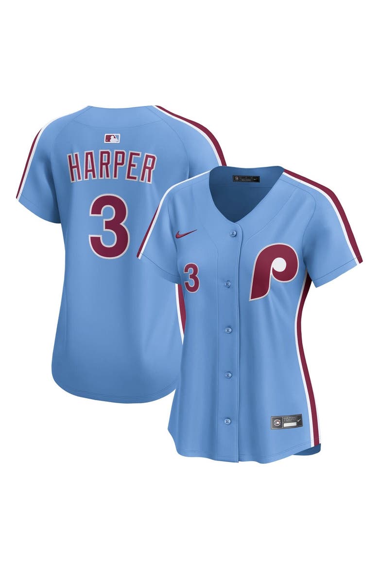 Women's Nike Bryce Harper Light Blue Philadelphia Phillies Alternate Limited Player Jersey, Main, color, Light Blue
