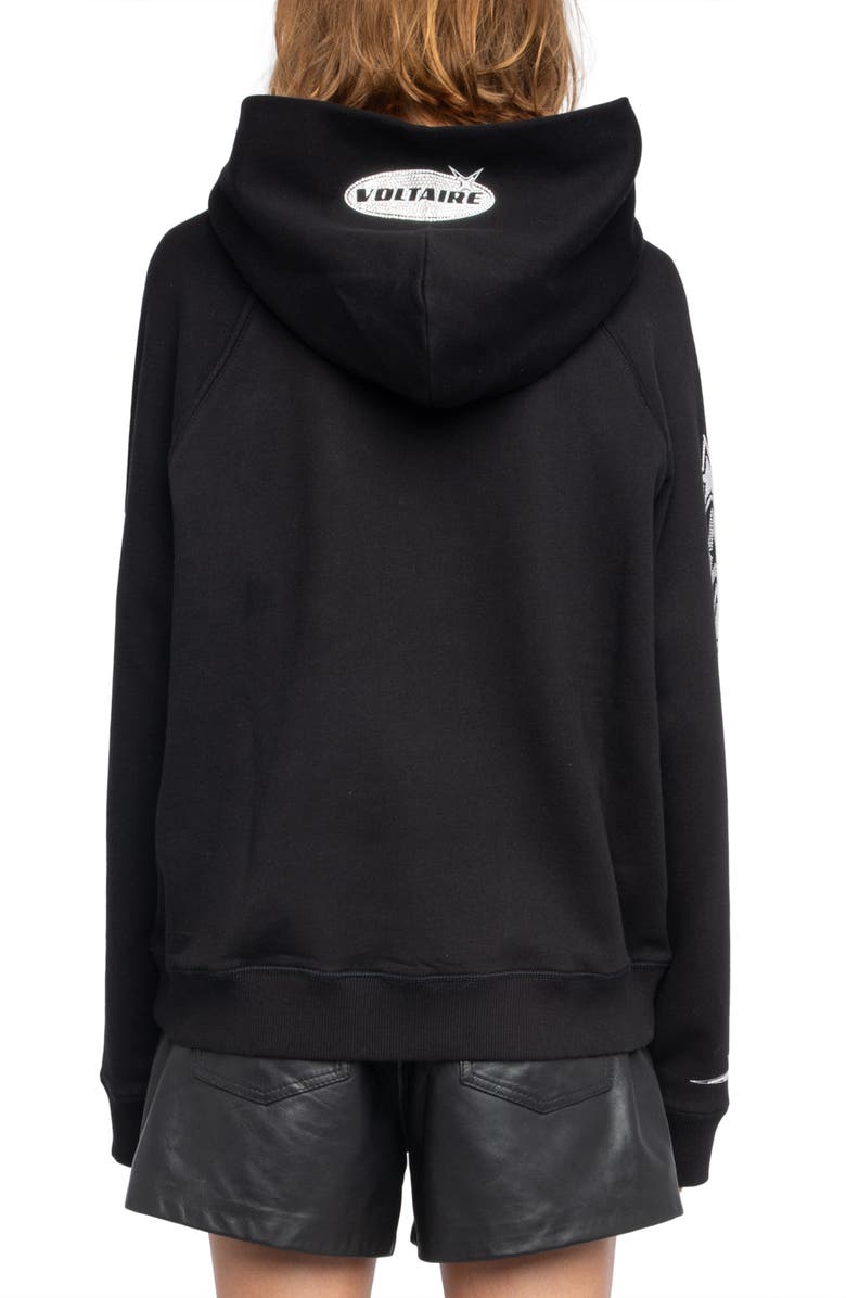 Zadig & Voltaire Georgys Crystal Embellished Hoodie, Alternate, color, Black