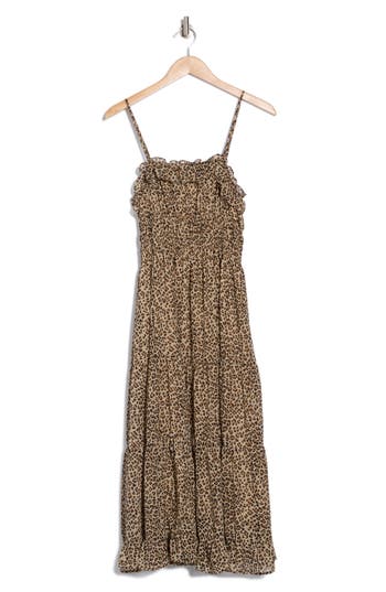Lush Ruffle Tiered Maxi Dress In Leopard