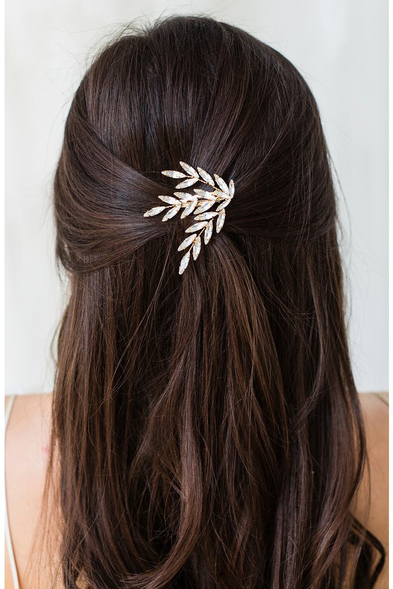 Aeris Crystal Hair Clip, Alternate, color, GOLD