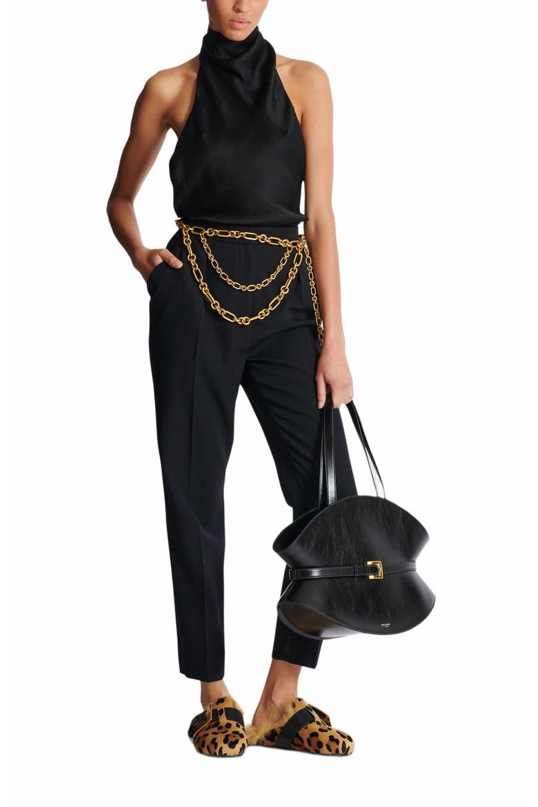 Backless Crepe Satin Top, Alternate, color, Black