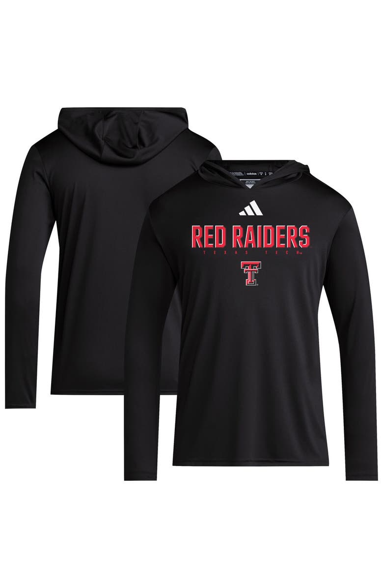 adidas Men's adidas Black Texas Tech Red Raiders 2025 AEROREADY Sideline Training Long Sleeve Hooded T-Shirt, Alternate, color, 