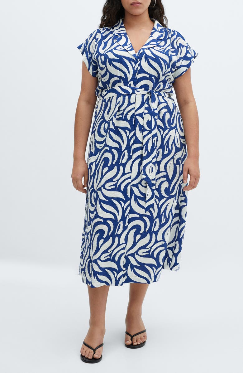 MANGO Tie Waist Midi Shirtdress, Alternate, color, 