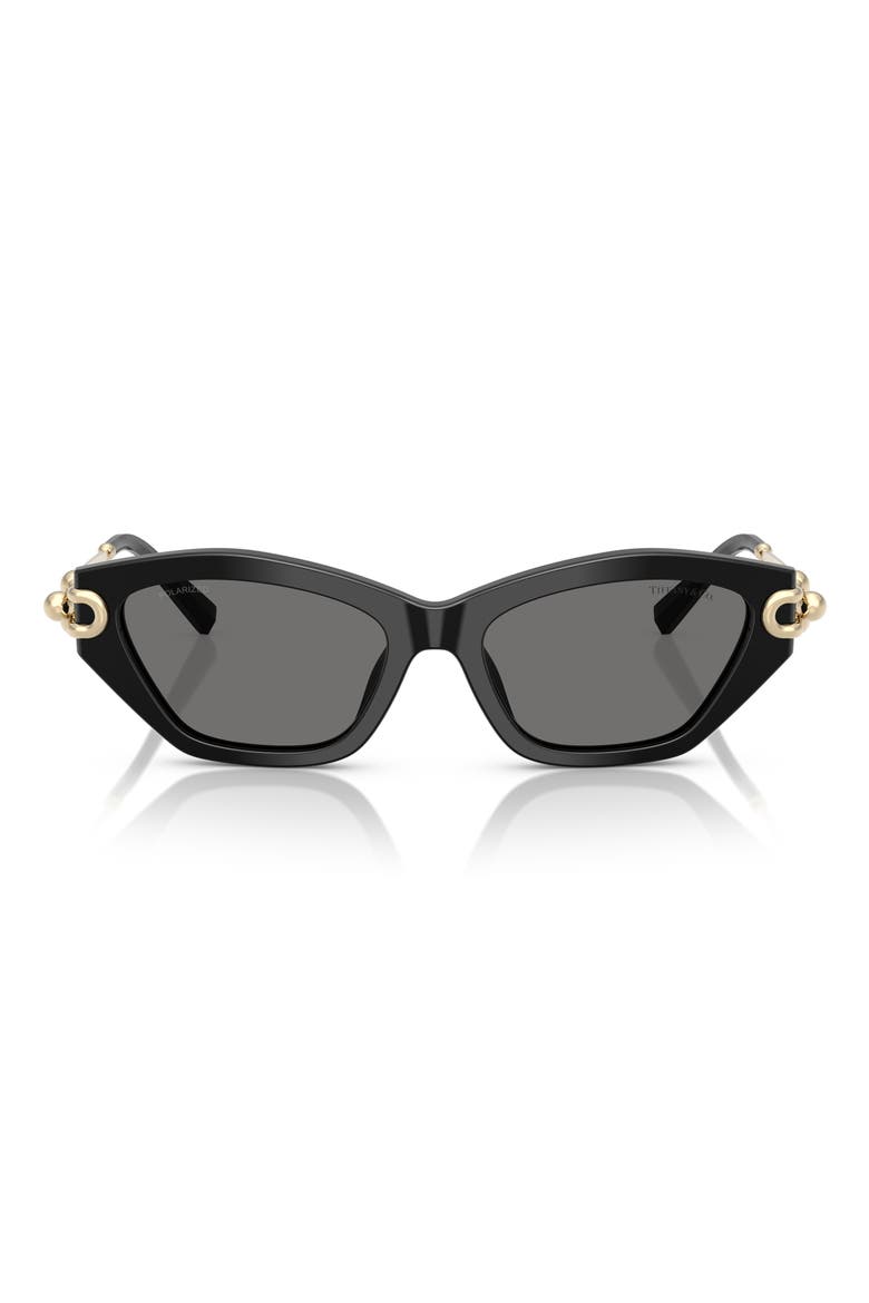 53mm Polarized Cat Eye Sunglasses, Main, color, BLACK / DARK GREY POLAR