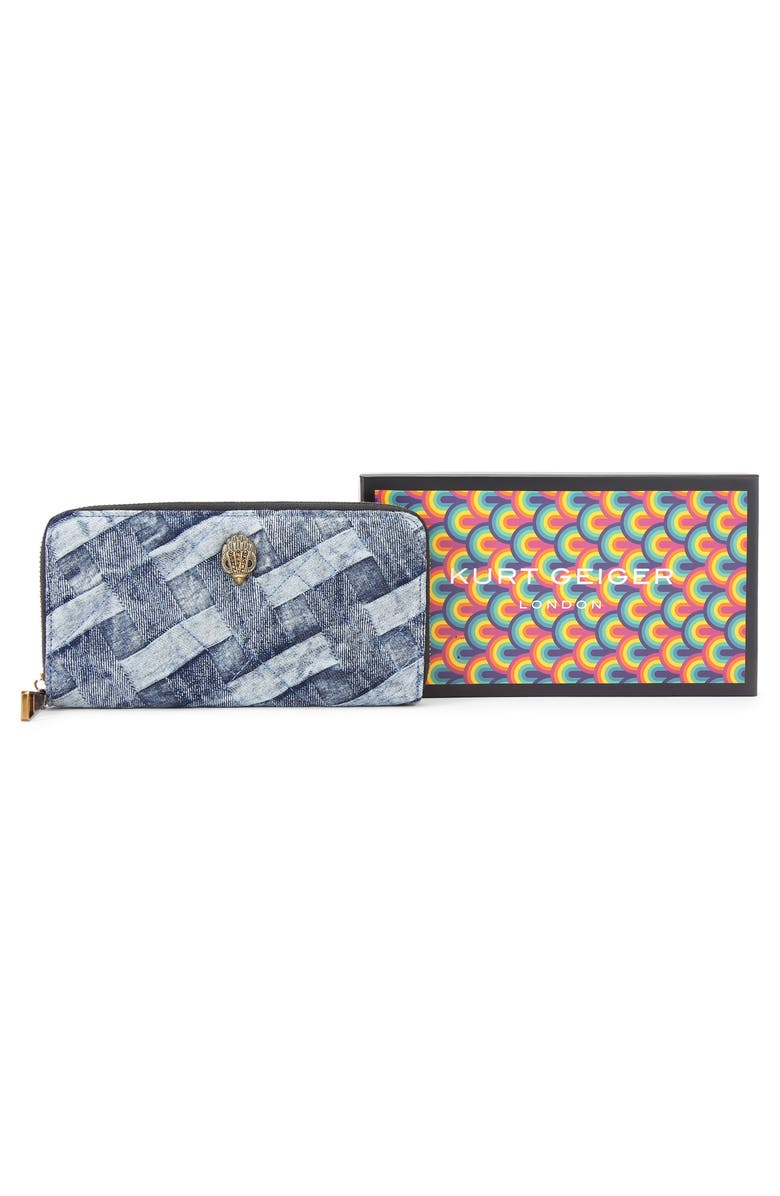 Kurt Geiger London Kensington Denim Zip Around Wallet, Alternate, color,