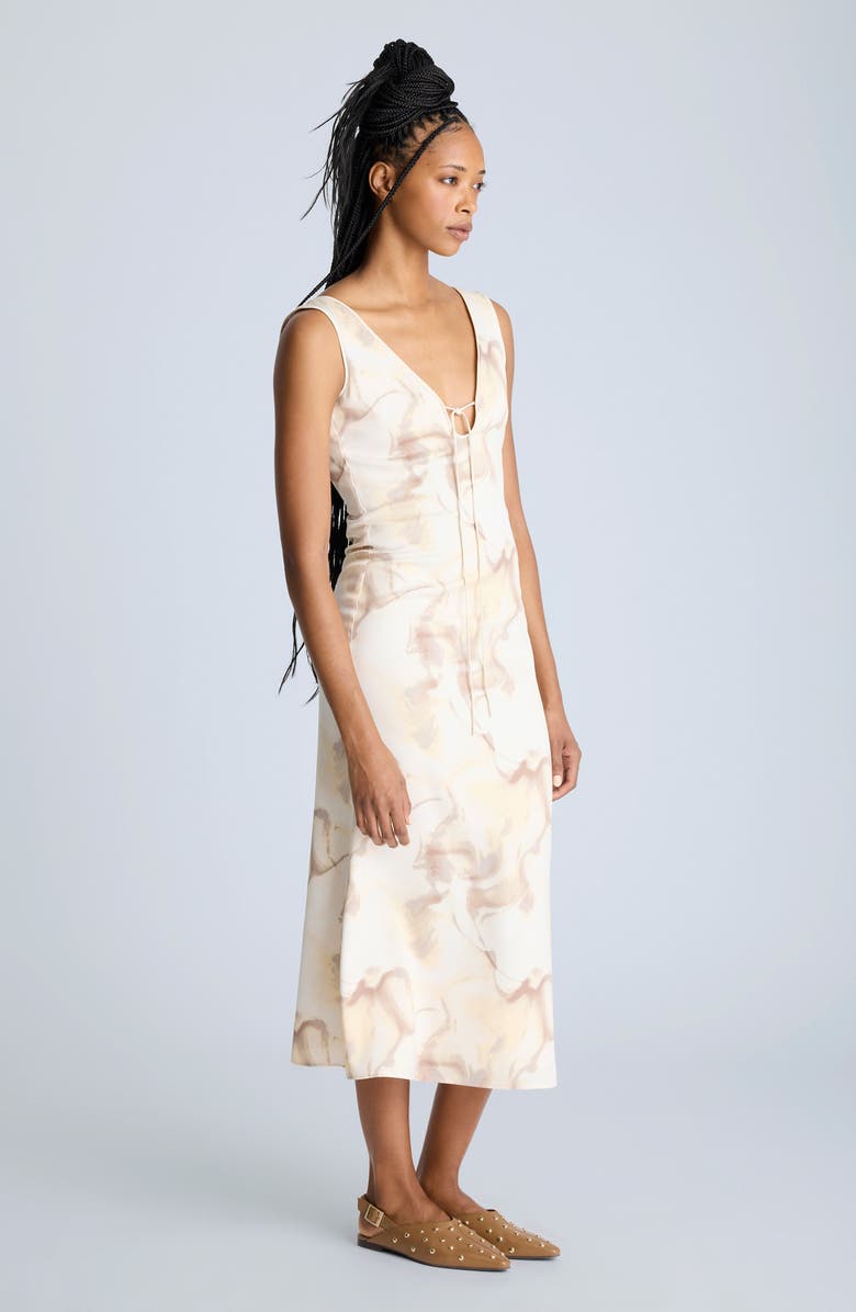 Kenneth Cole Floral Print Sleeveless Midi Dress, Alternate, color, Oyster Multi