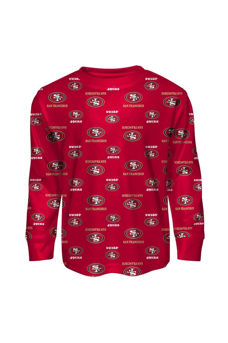Toddler Outerstuff Scarlet San Francisco 49ers All-Over-Print Long Sleeve T-Shirt and Pants Sleep Set, Alternate, color, Scarlet