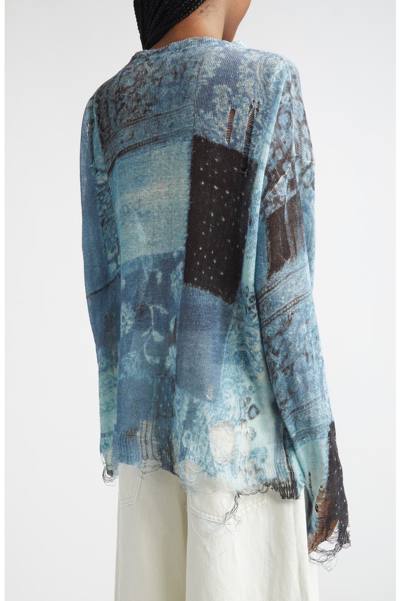 Paisley Ripped Linen Sweater, Alternate, color, BLUE MULTI BANDANA