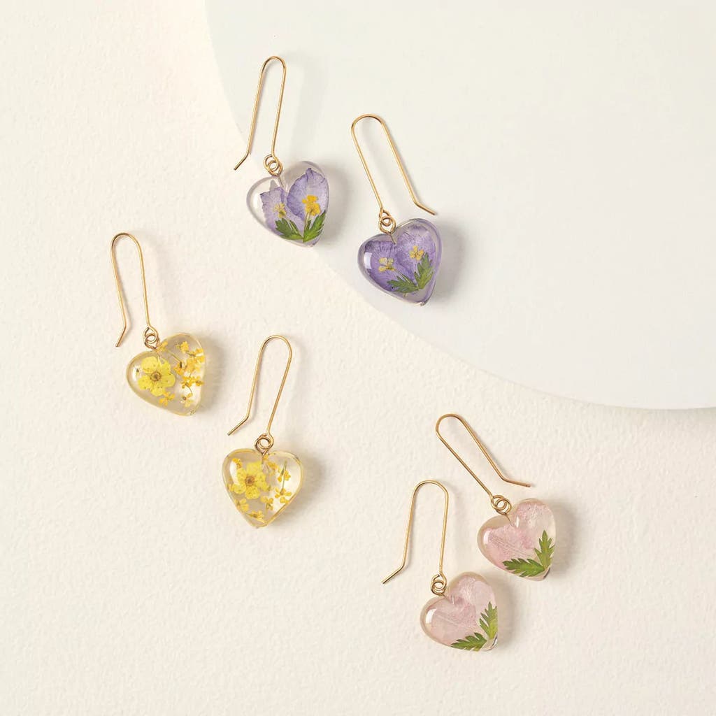 Belart Birth Month Flower Heart Earrings In Pink