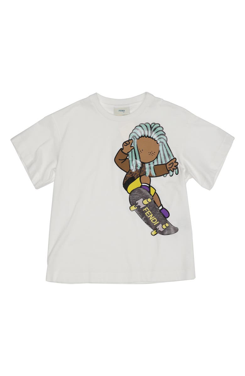 Fendi Kids' Skateboard Graphic Tee, Main, color, 
