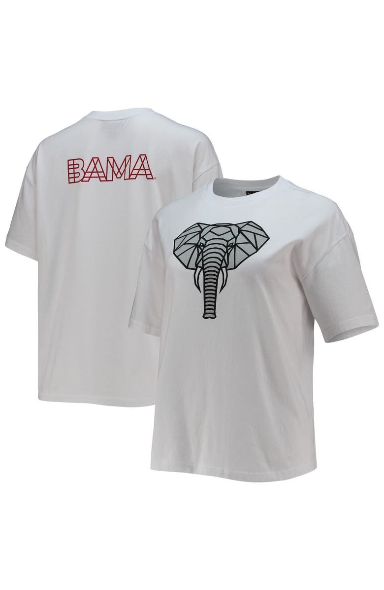 THE WILD COLLECTIVE Women's The Wild Collective White Alabama Crimson Tide Camo Boxy Graphic T-Shirt, Main, color, 