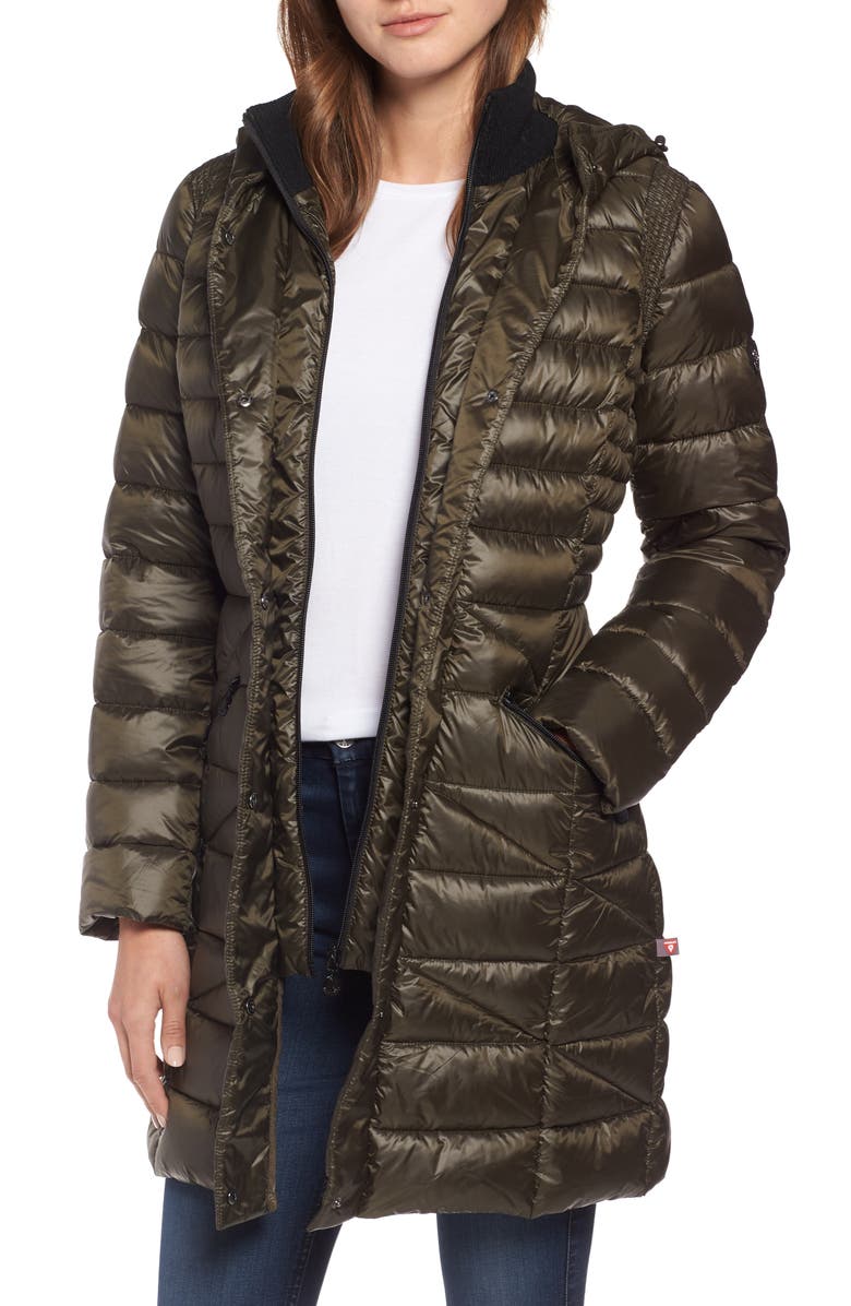 Bernardo Bib Hooded Walker Coat, Main, color, 