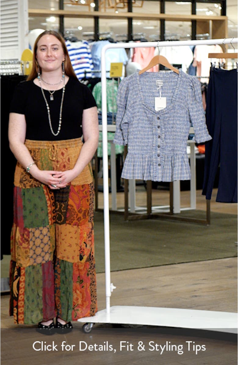 Mansi Smocked Organic Cotton Peplum Top, sales video thumbnail