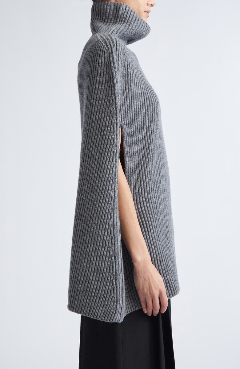 Jil Sander Funnel Neck Wool Rib Cape, Alternate, color, Koala