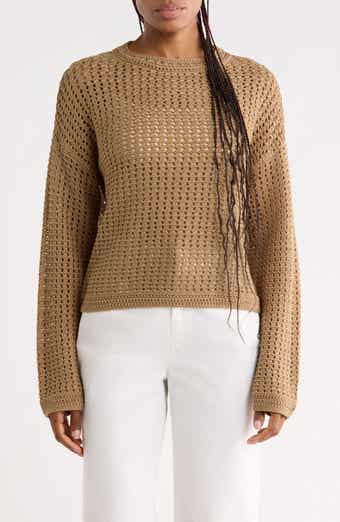 Crochet Cotton Crewneck Sweater