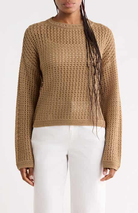 Crochet Cotton Crewneck Sweater