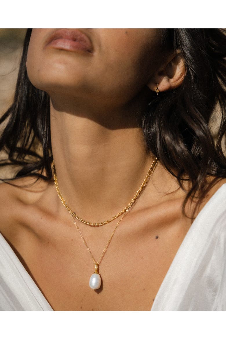 Thea Snake Chain Necklace with T-Bar, Alternate, color, Brass
