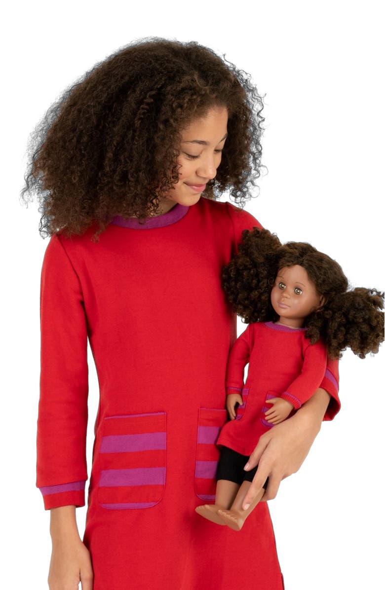 Leveret Girls Sweatshirt Dress with Matching Doll Dress, Alternate, color, Red