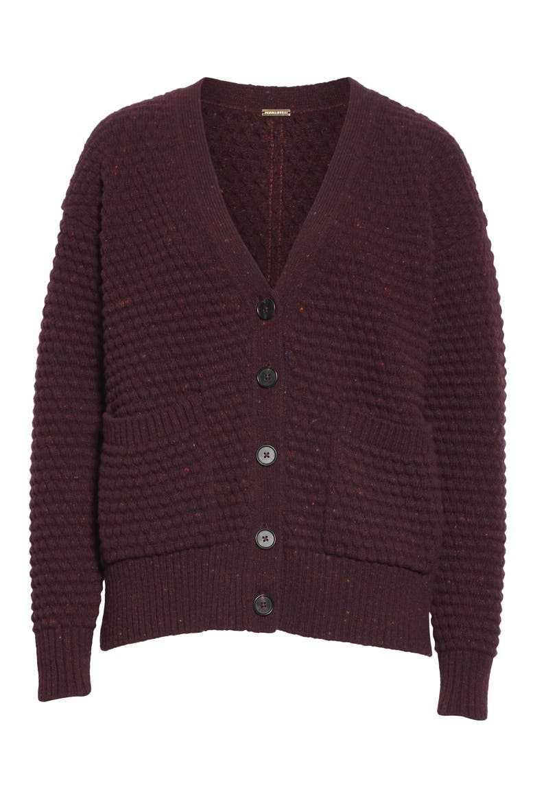 Marled Wool & Cashmere Crop Cardigan, Alternate, color, BURGUNDY