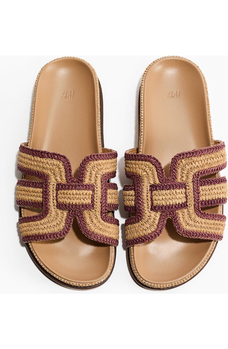 H&M Braided straw sandals, Main, color, Beige/Pink