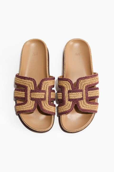 Braided straw sandals