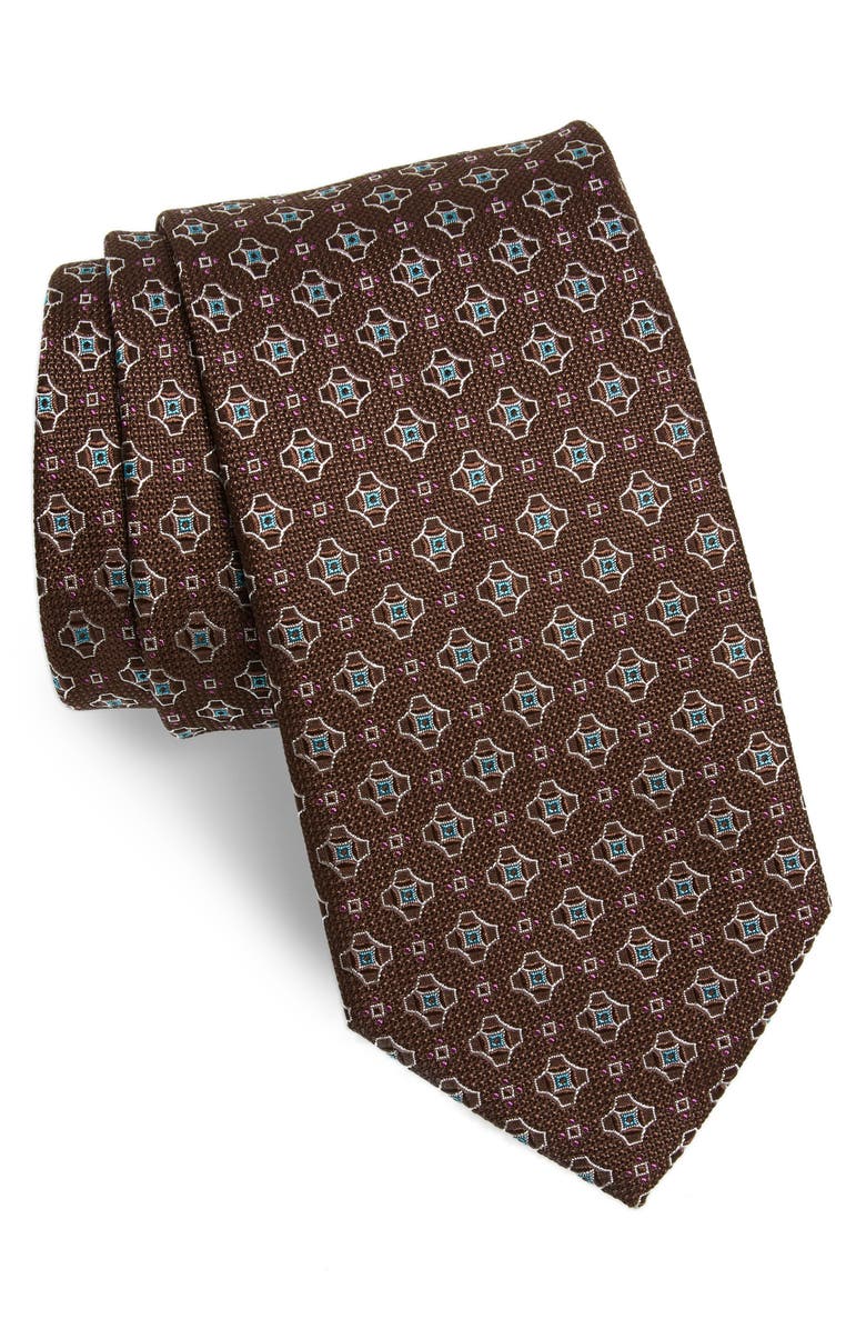 Eton Geometric Silk Tie, Main, color, 