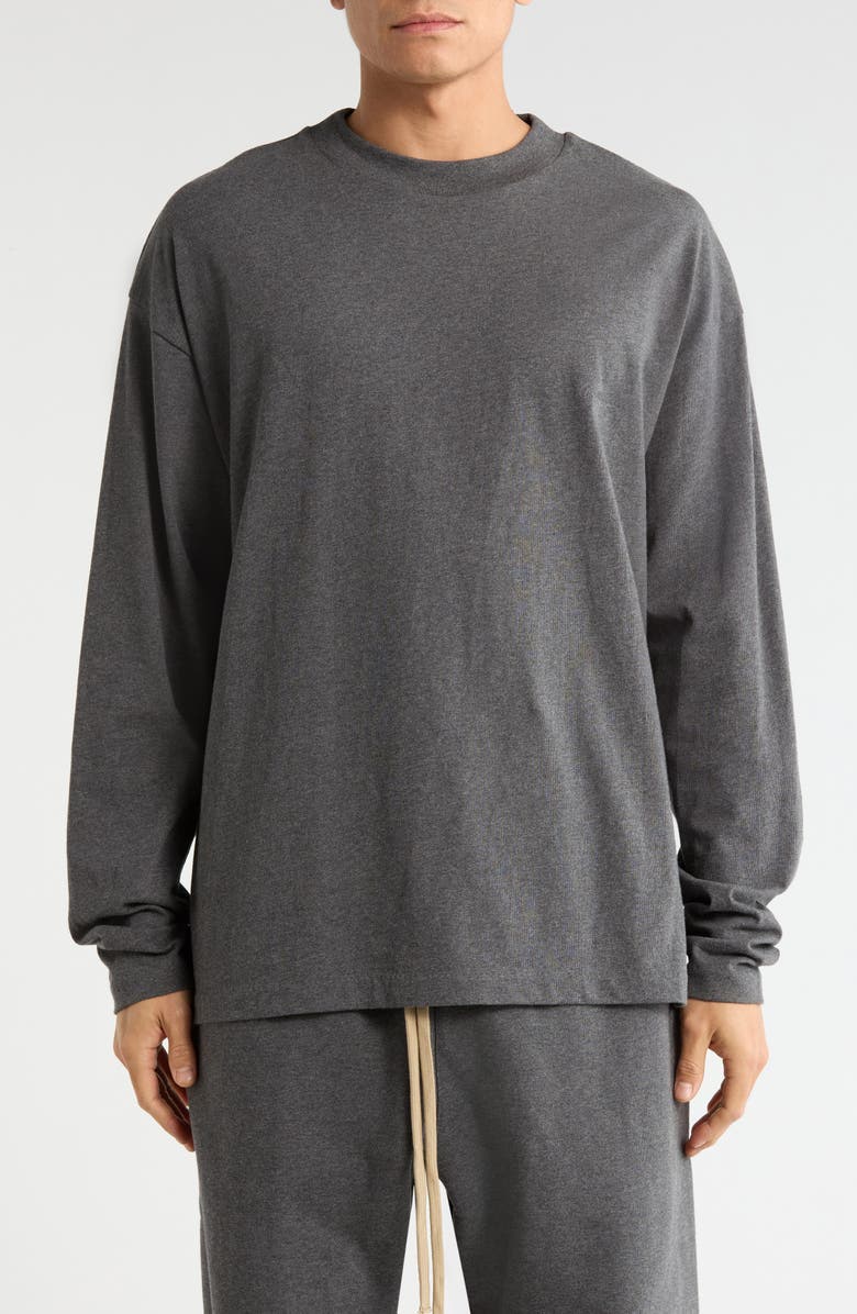 Fear of God Essentials Classic Fit Embroidered Logo Long Sleeve T-Shirt, Main, color, Charcoal Heather