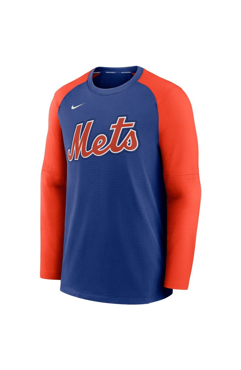 Nike Men's Nike Royal/Orange New York Mets Authentic Collection Pregame Performance Raglan Pullover Sweatshirt, Alternate, color, 