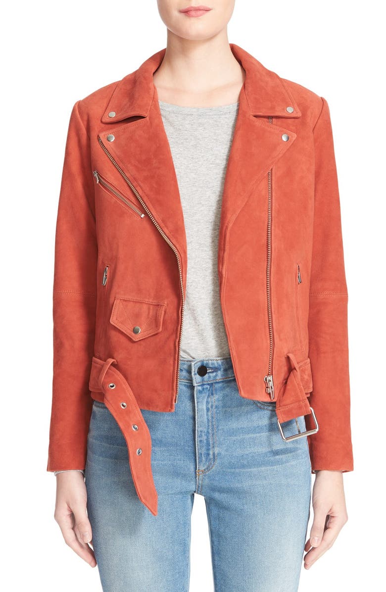 Veda 'Jayne' Suede Moto Jacket, Main, color, 