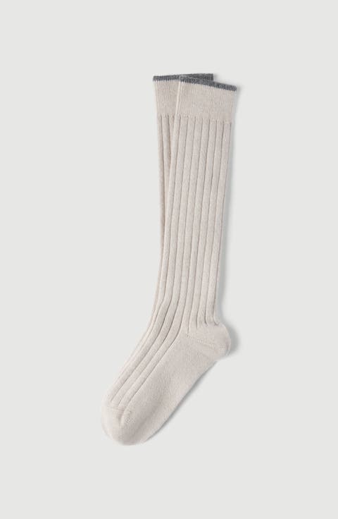 Cashmere rib knit socks