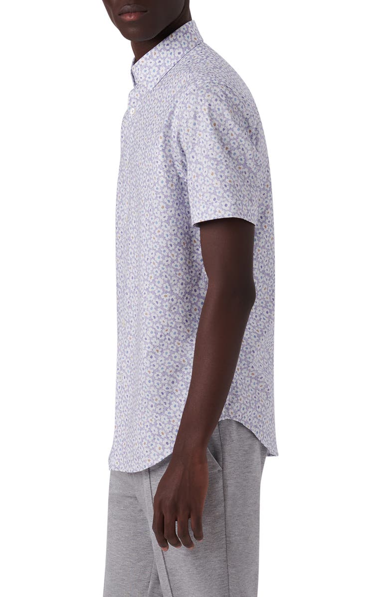 Bugatchi Miles OoohCotton<sup>®</sup> Floral Short Sleeve Button-Up Shirt, Alternate, color, Lilac