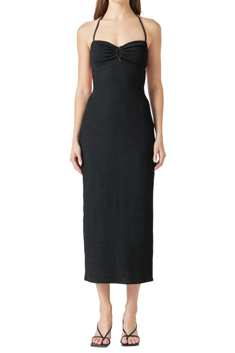 Textured Halter Maxi Dress, Main, color, BLACK