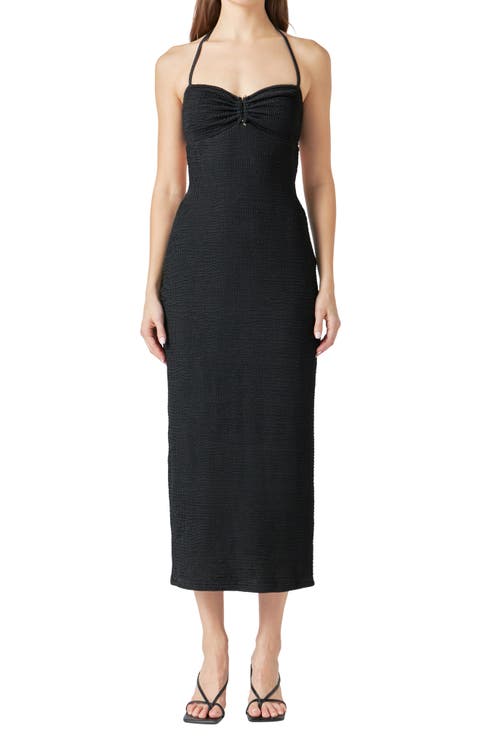 Textured Halter Maxi Dress