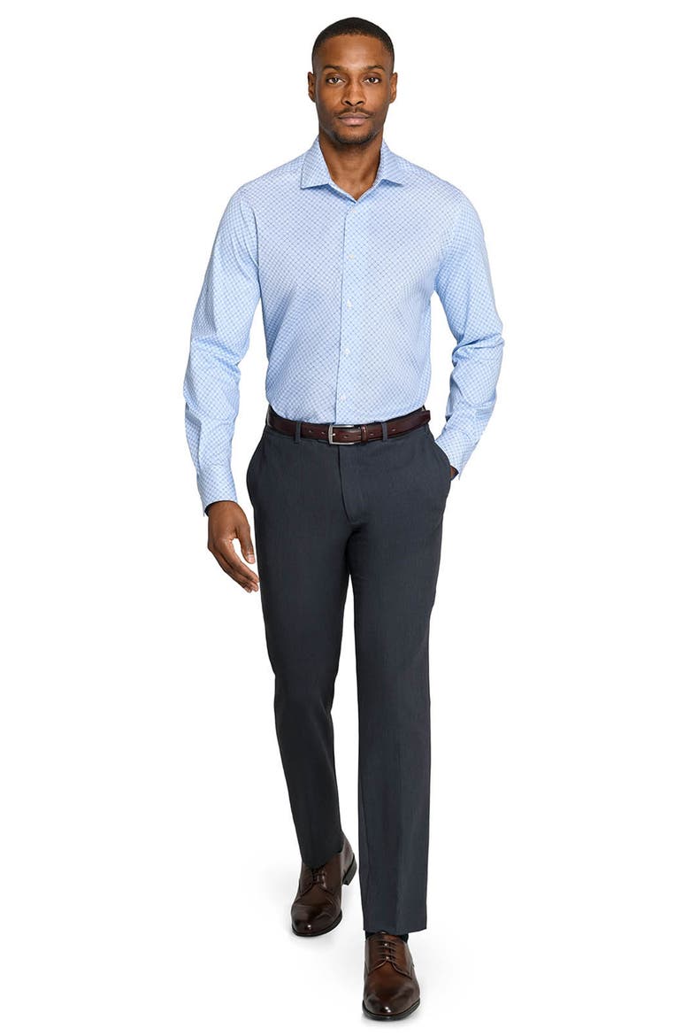Slim Fit Cross Geo Reworked Button-Up Shirt, Alternate, color, WHITE/ BLUE