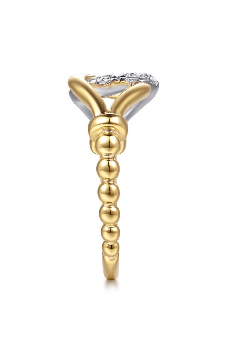 Gabriel & Co. Bujukan Strides Stirrup Two-Tone 14K Gold & Diamond Ring, Alternate, color, Two Tone