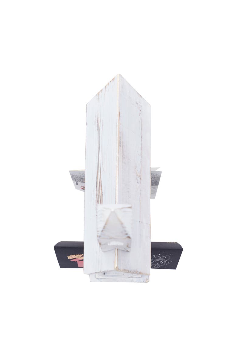 White Church Chapel Large Christmas Card Distressed Wood Mail Holder 11" x 24", Alternate, color, Off-White