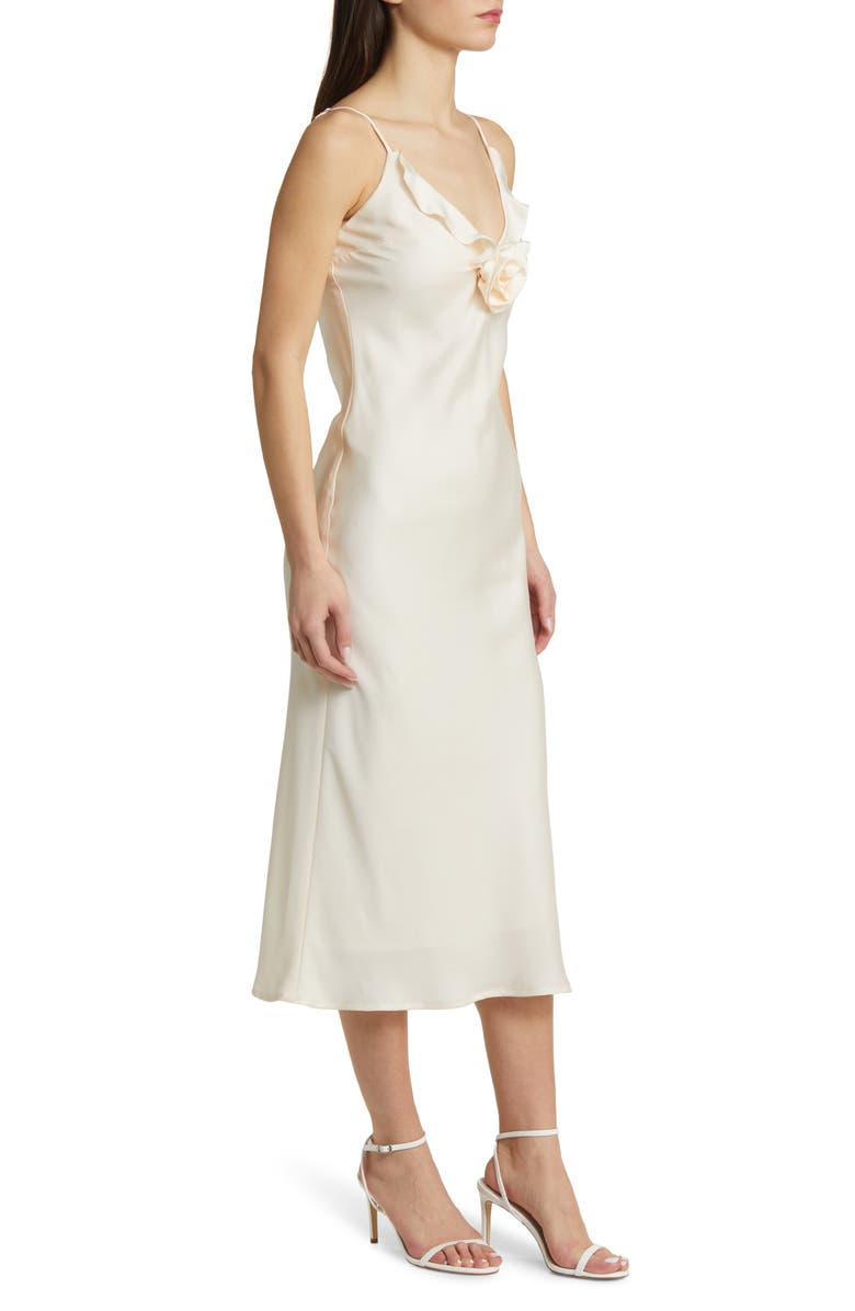 WAYF Bailey Floral Satin Slipdress, Alternate, color, Cream