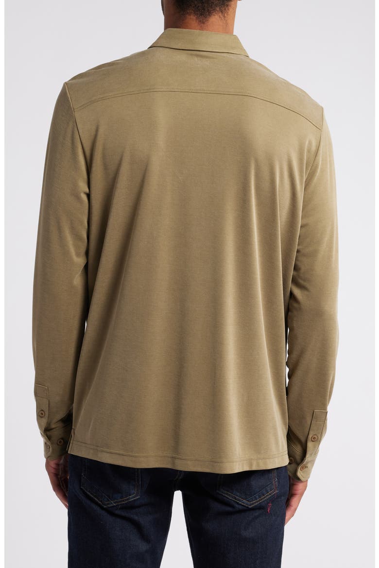 Vintage Wash Bird's Eye Button-Up Shirt, Alternate, color, OLIVE